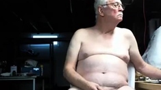 Grandpa Nudist Wanking His Uncut Cock