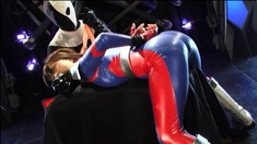 Thick Superheroine bound face down and vibed