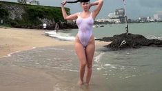 Naughty Lada - White one-piece transparent when wet