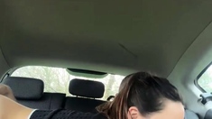 Busty slut get load of cum on ass after riding cock in car l