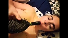 Pregnant hairy amateur gives solo