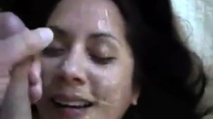 Dirty talking girl gets a facial