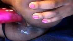 Black Pussy with pink dildo