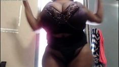BBW curvy big tit milf plays on webcam